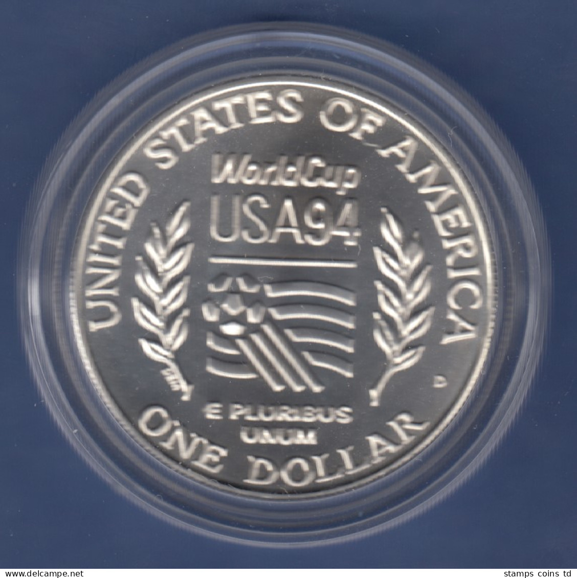 USA 1994 1$ Silber-Gedenkmünze FIFA Fussball-Weltmeisterschaft MS / Stg - Sonstige & Ohne Zuordnung
