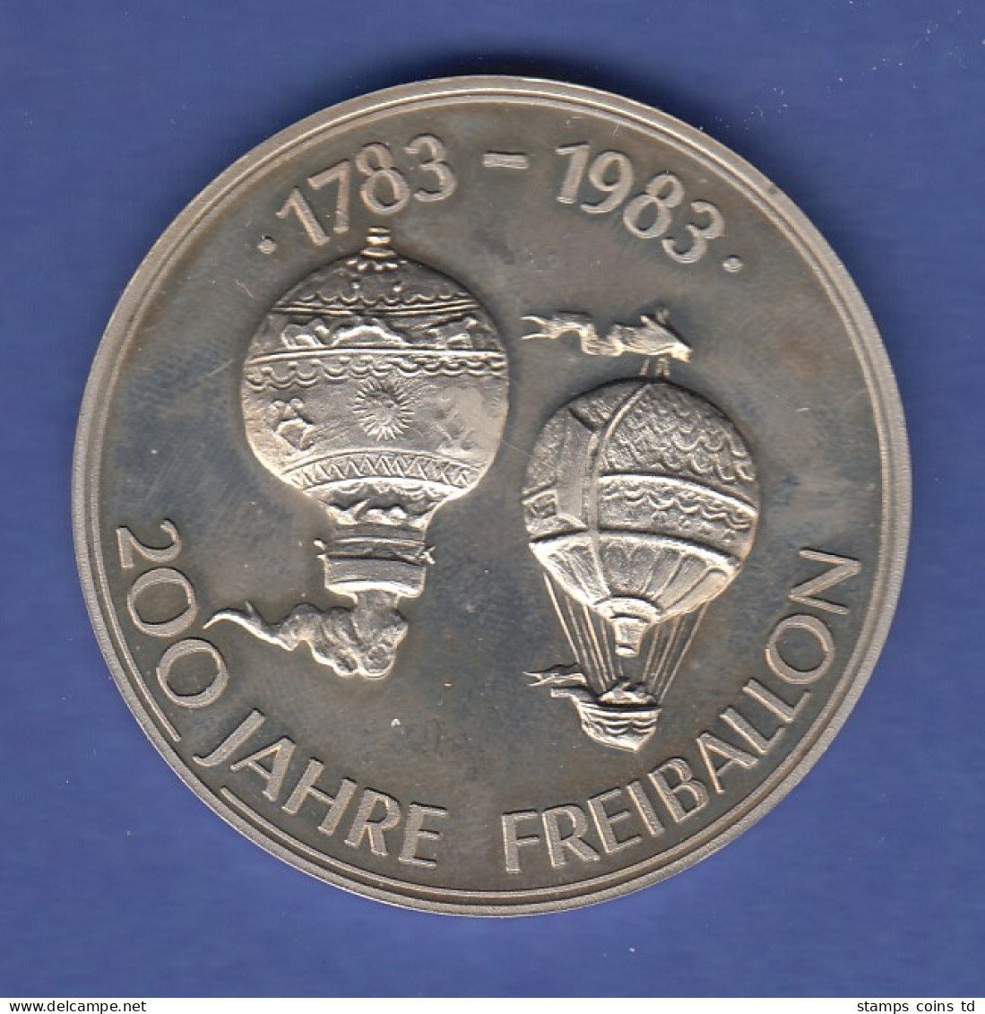 200 Jahre Freiballon 1783-1983  , SELTENE Silbermedaille PP, 20g Ag925 - Ohne Zuordnung