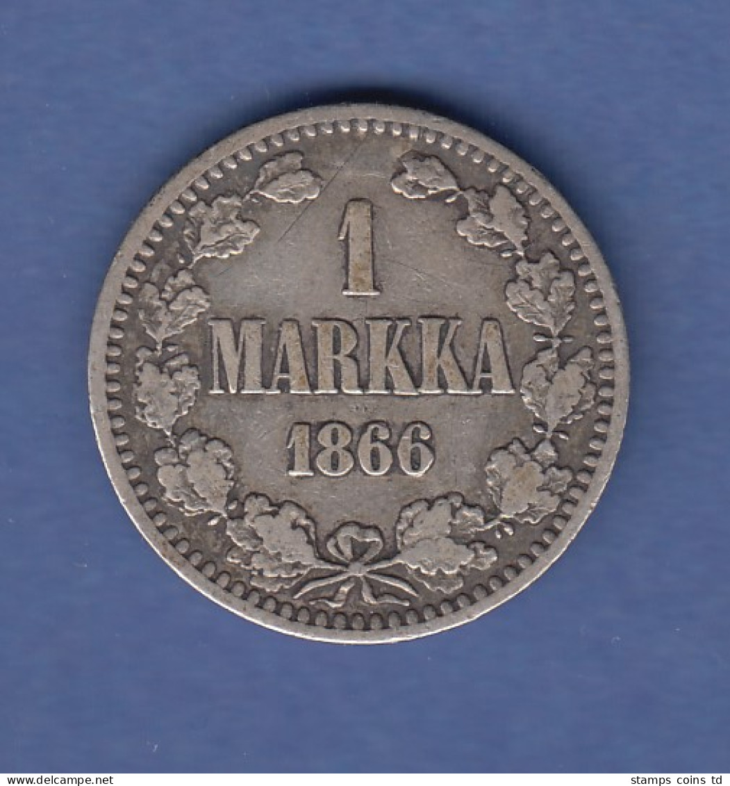 Finnland Silber-Kursmünze 1 MARKKA Aus Dem Jahr 1866 - Finnland