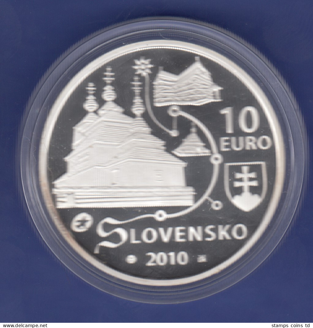 Slowakei 2010 Silbermünze 10 Euro Holzkirchen Karpaten  PP In Kapsel - Sonstige – Europa