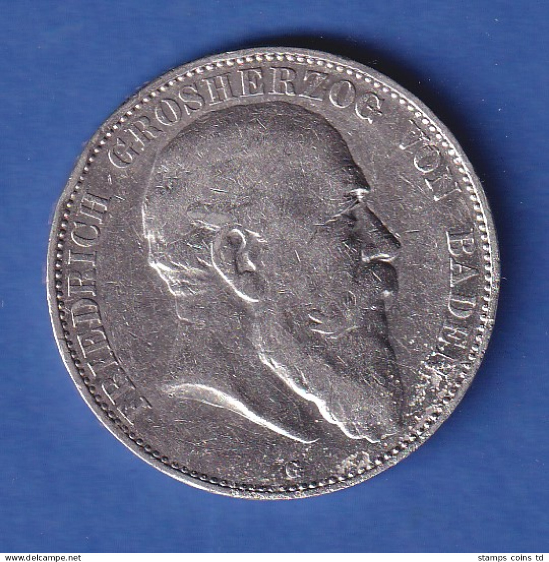 Dt. Kaiserreich Baden Silbermünze Großherzog Friedrich 5 Mark 1904 G - Sonstige & Ohne Zuordnung
