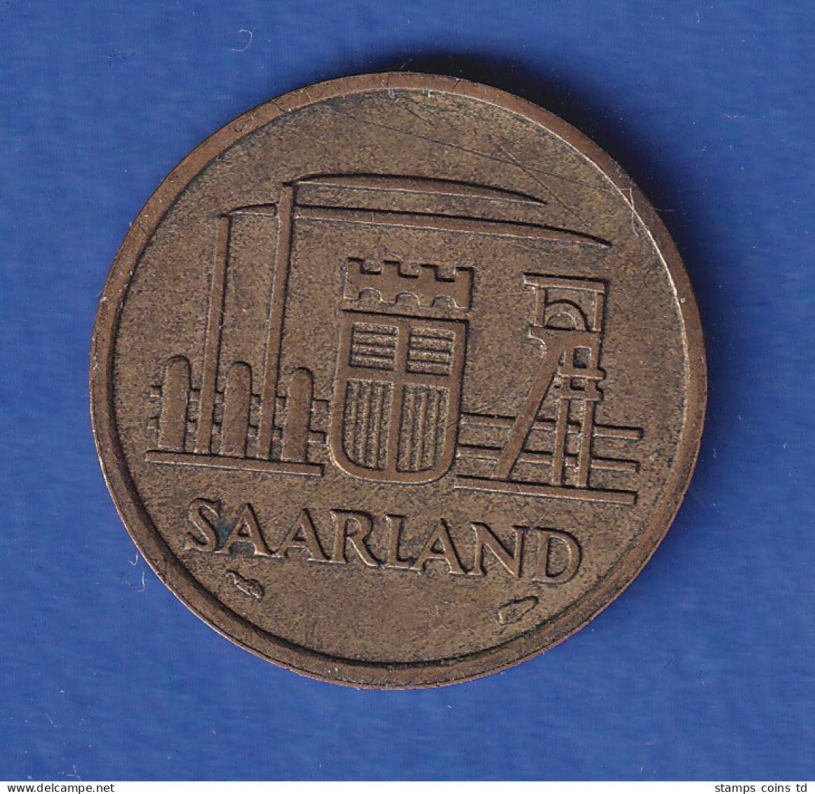 Saarland 1954 Kursmünze 20 Franken  - Usati