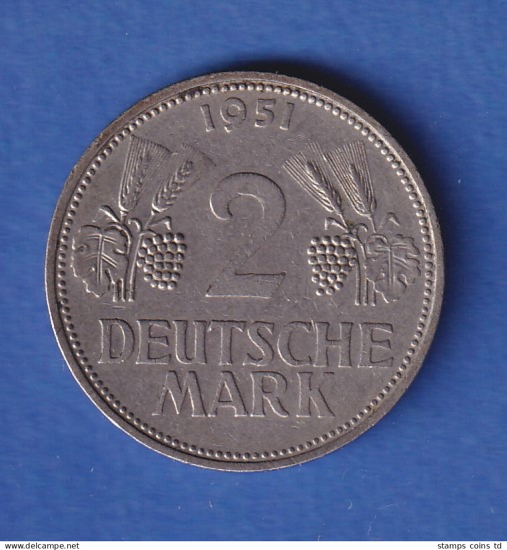 Bundesrepublik Kursmünze 2 Mark  Prägestätte D 1951 - Other & Unclassified