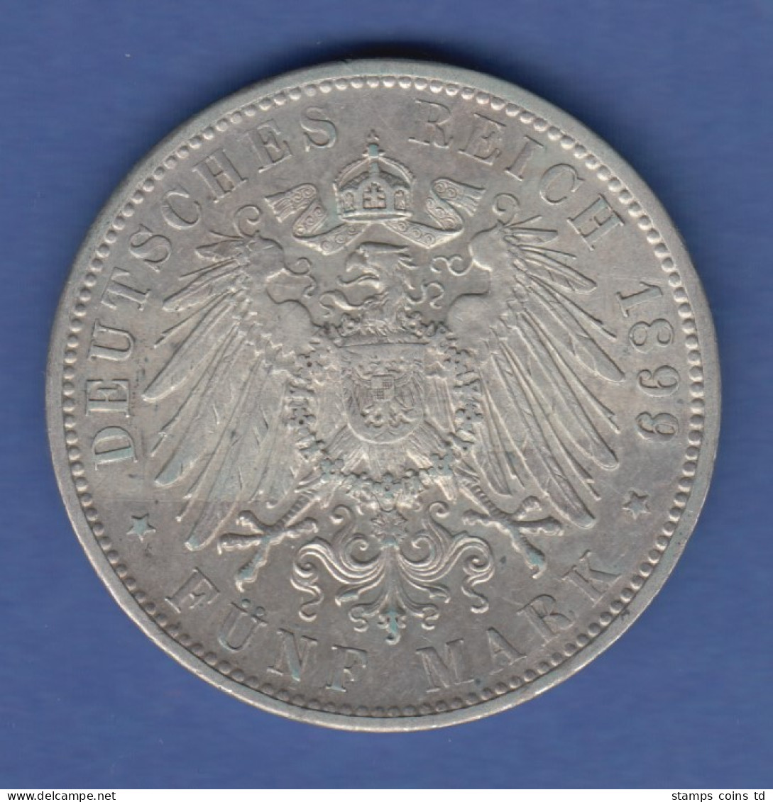 Deutsches Kaiserreich Bayern König Otto Silbermünze 5 Mark 1899 D Vz - Other & Unclassified
