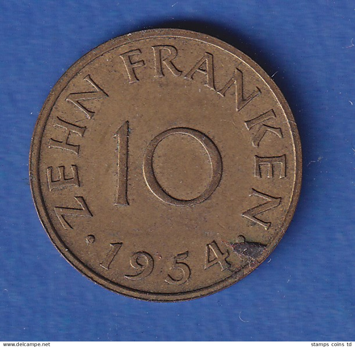 Saarland Kursmünze 10 Franken, 1954 - Usati