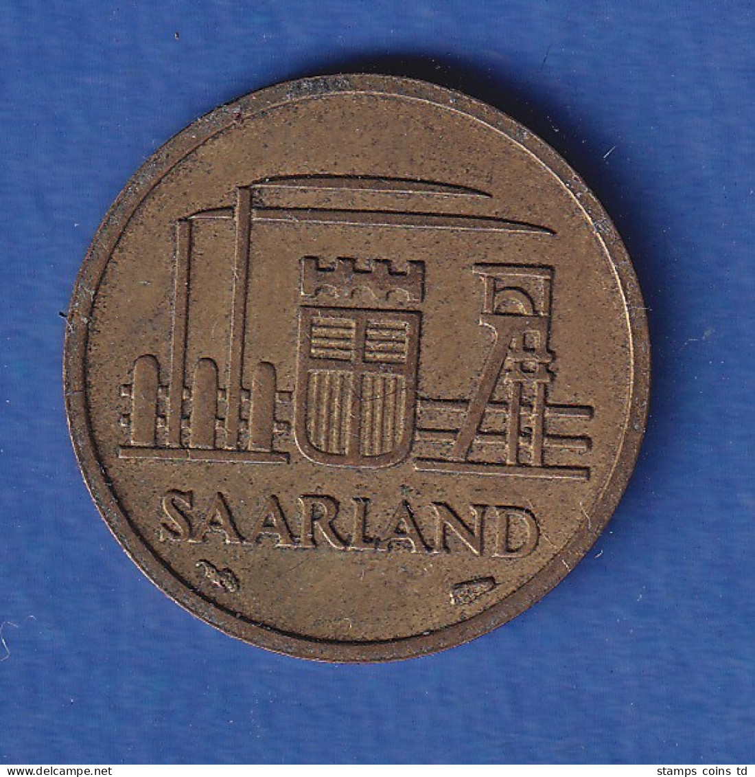 Saarland Kursmünze 10 Franken, 1954 - Usati