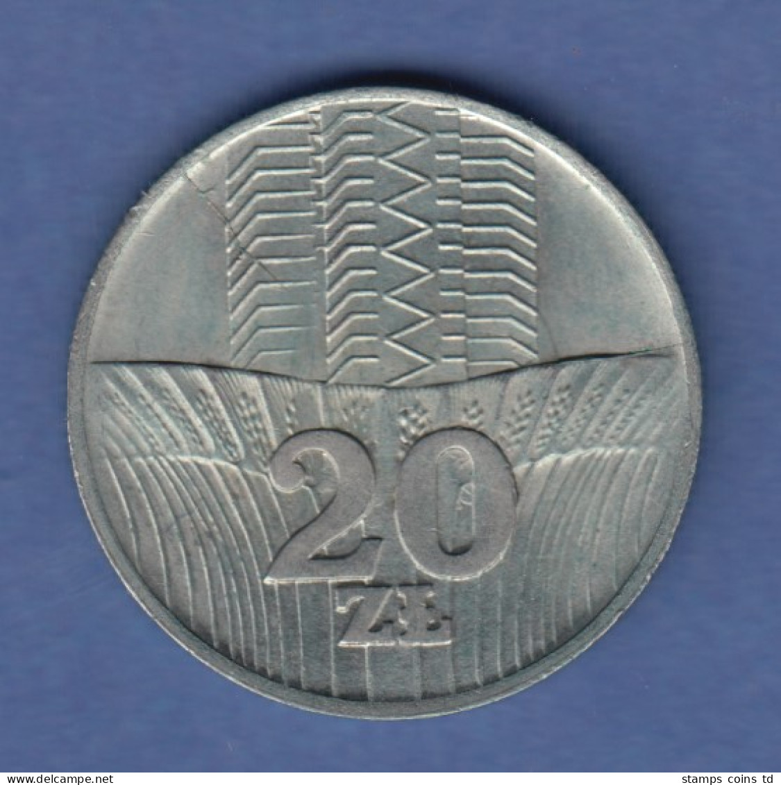 Polen / Polska Gedenkmünze 20 Zloty FAO Getreidefeld Vor Hochhaus Jahr 1973  - Poland
