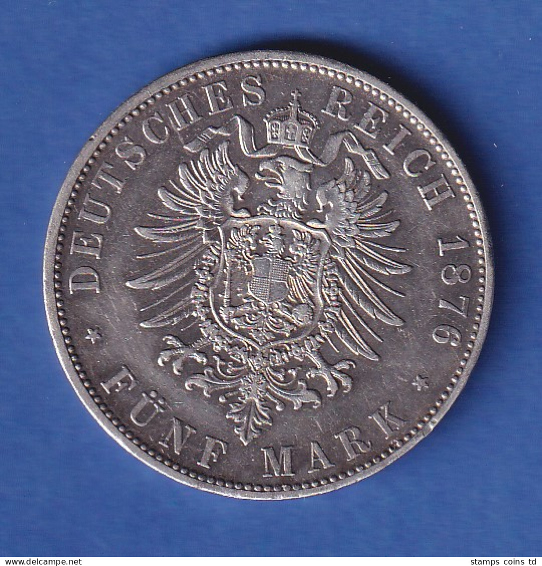 Dt. Kaiserreich Bayern Silbermünze Ludwig II. 5 Mark 1876 D Ss-vz - Other & Unclassified