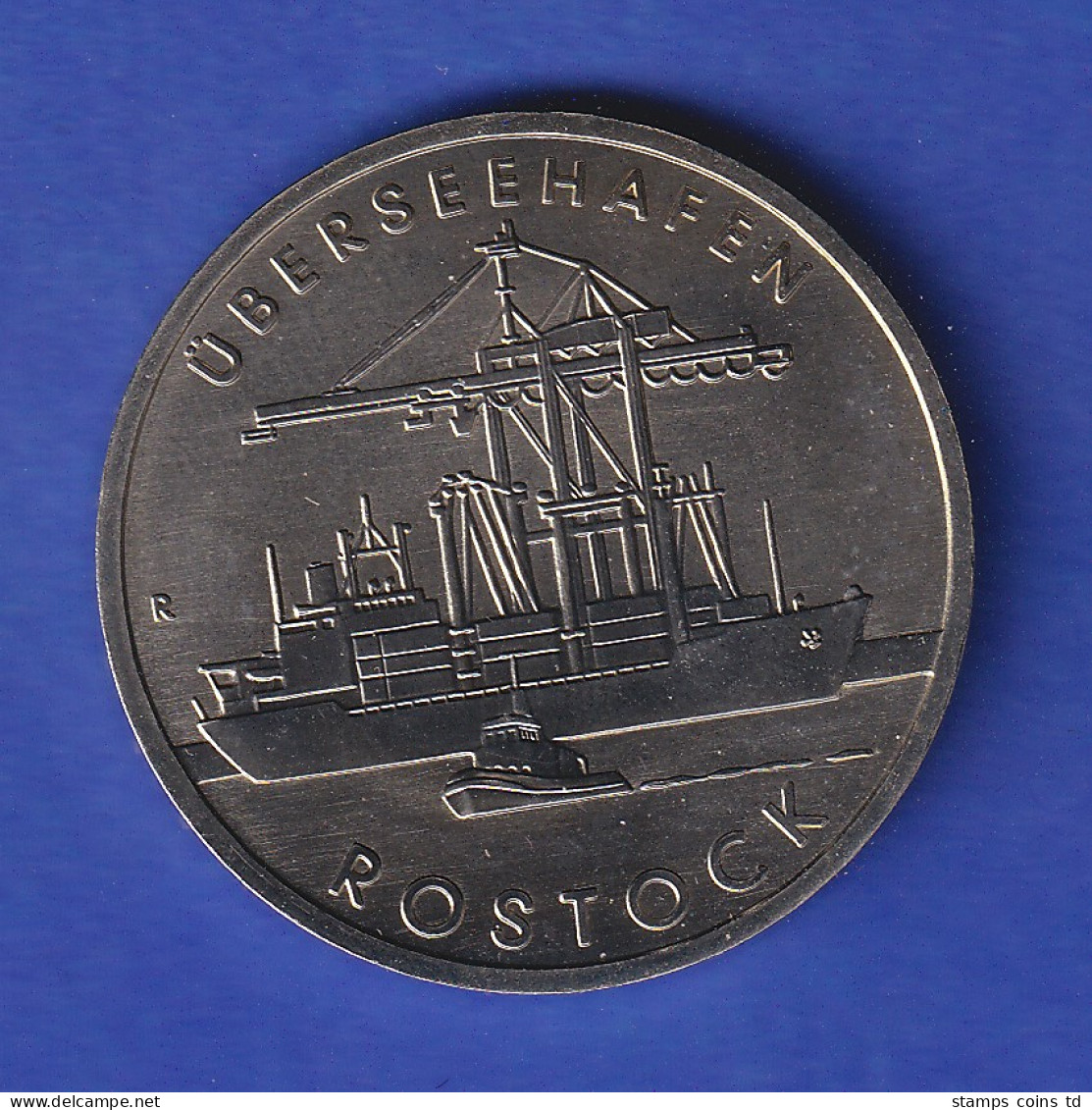 DDR 5 Mark Gedenkmünze 1988 Überseehafen Rostock , Stempelglanz Stg  - Autres & Non Classés