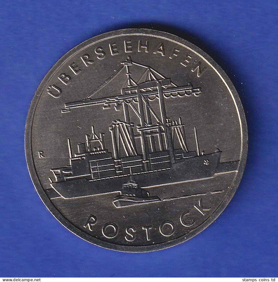 DDR 5 Mark Gedenkmünze 1988 Überseehafen Rostock , Stempelglanz Stg  - Altri & Non Classificati