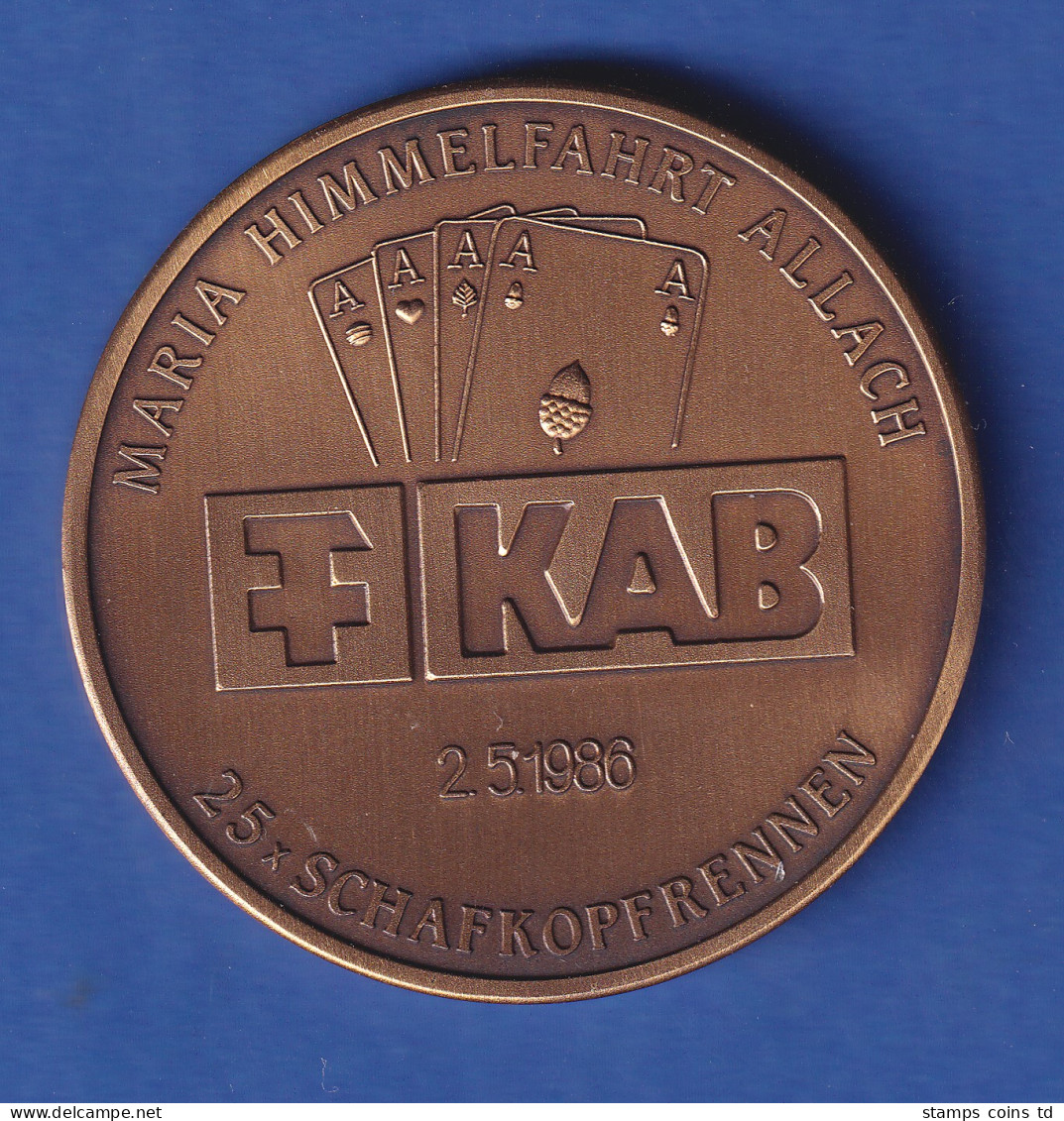 Medaille 1986 Pfarrkirche Maria Himmelfahrt München-Allach - Schafkopfturnier - Otros & Sin Clasificación