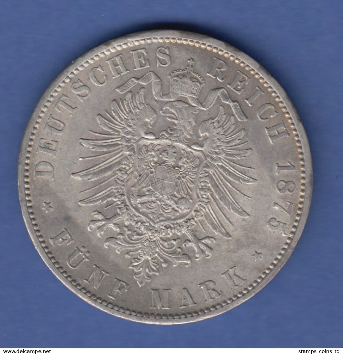 Deutsches Kaiserreich Bayern König Ludwig II. Silbermünze 5 Mark 1875 D Vz - Other & Unclassified