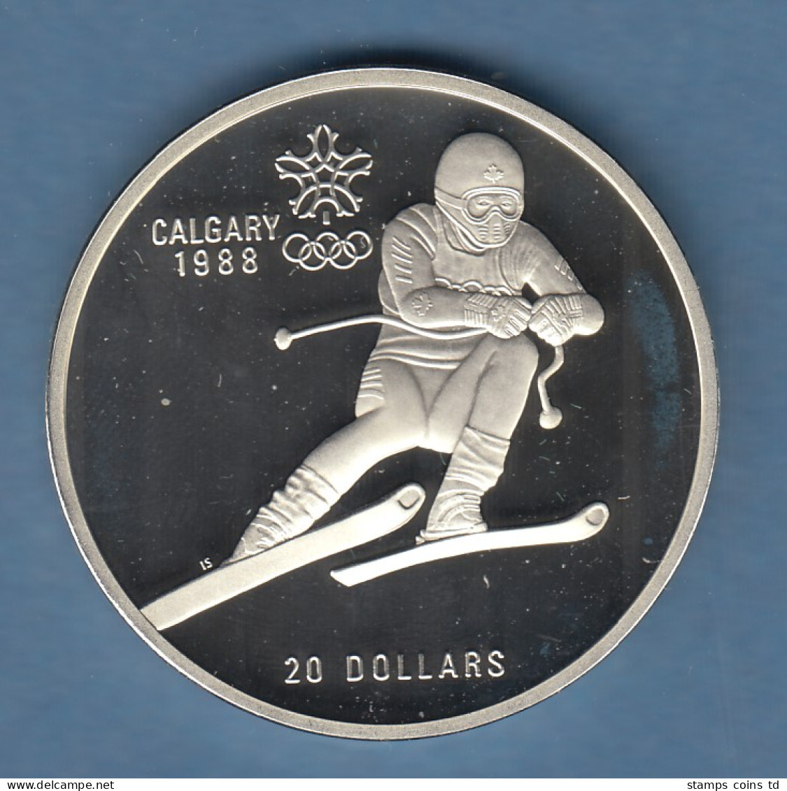 Kanada Olympische Spiele Calgary 1988 Silbermünze 20 Dollar Skiläufer PP - Canada