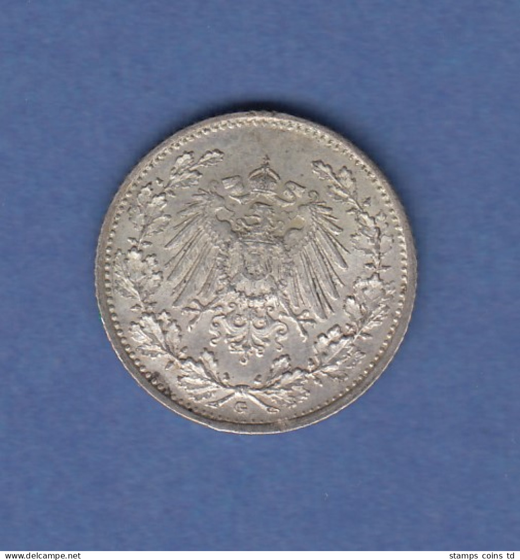 Deutsches Kaiserreich Silber-Kursmünze 1/2 Mark G 1906  - Otros & Sin Clasificación
