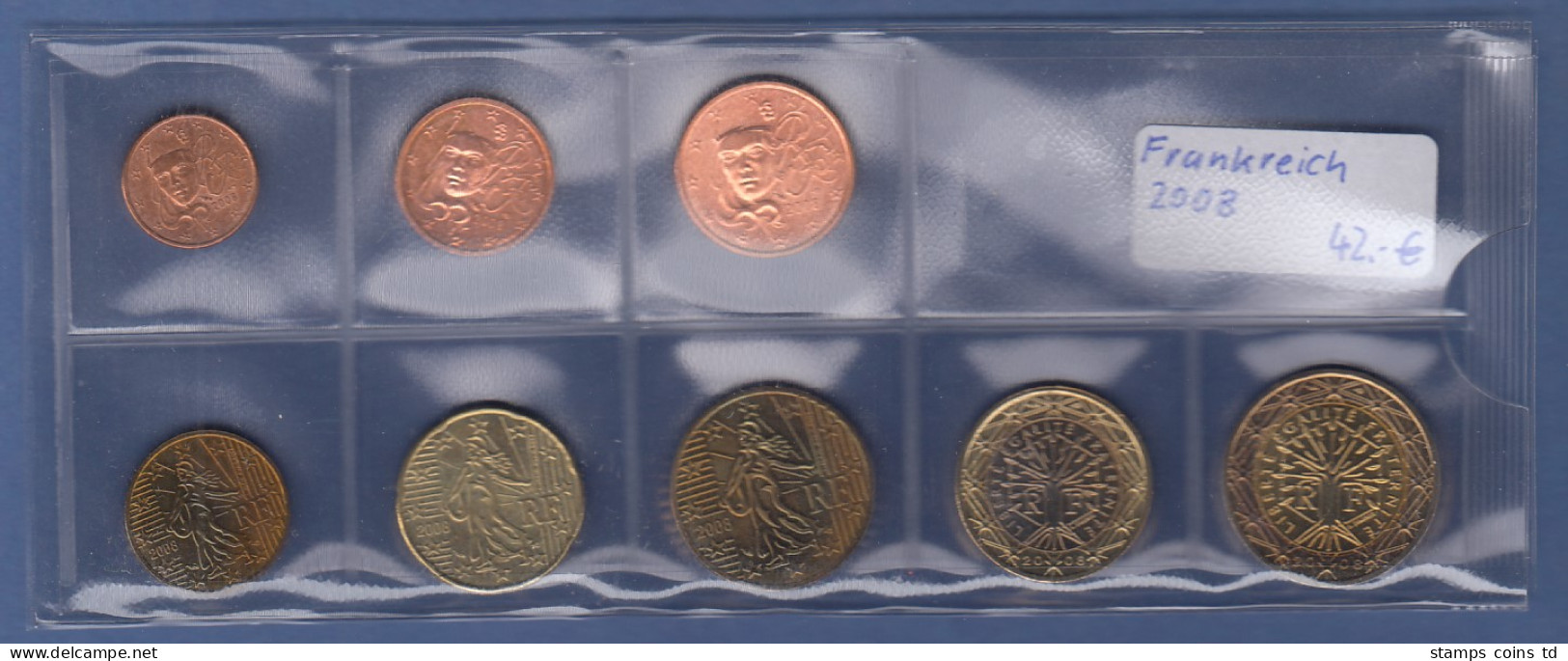 Frankreich EURO-Kursmünzensatz Jahrgang 2008 Bankfrisch / Unzirkuliert - Other & Unclassified