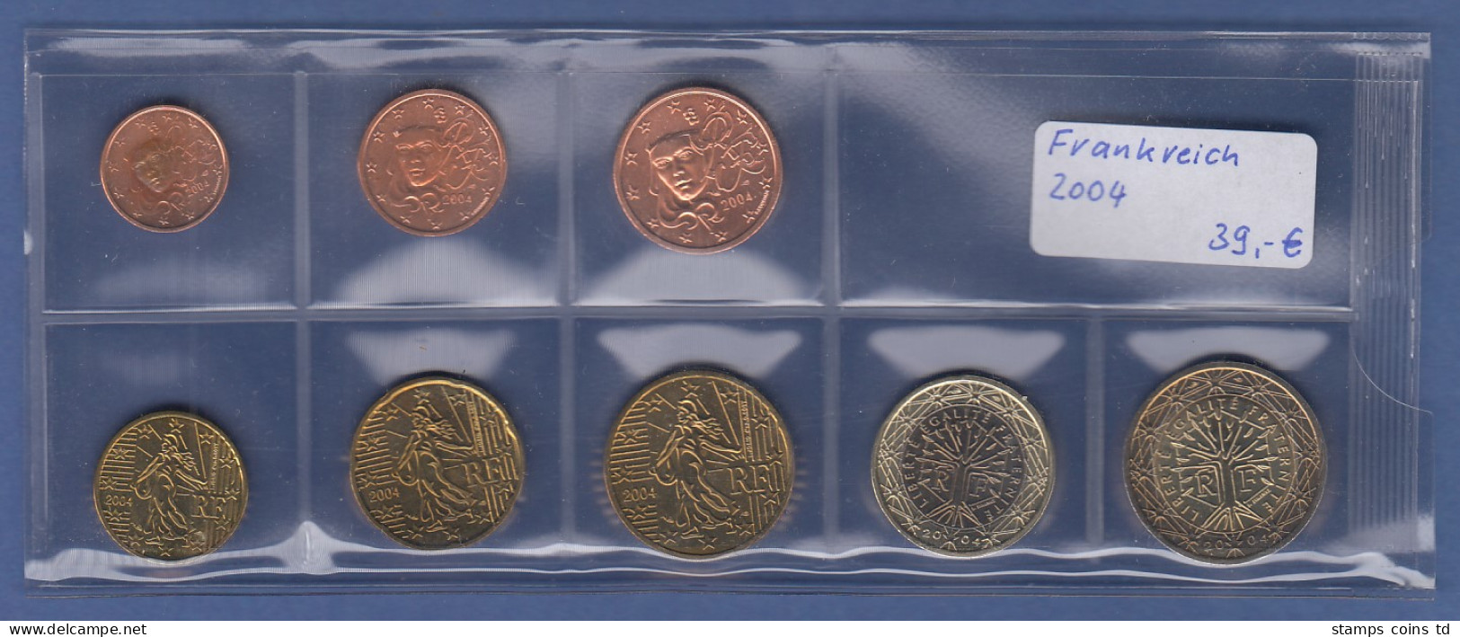 Frankreich EURO-Kursmünzensatz Jahrgang 2004 Bankfrisch / Unzirkuliert - Other & Unclassified
