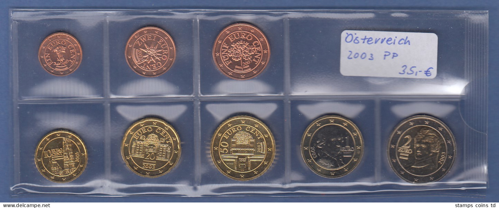 Österreich EURO-Kursmünzensatz Jahrgang 2003 Bankfrisch / Unzirkuliert - Austria