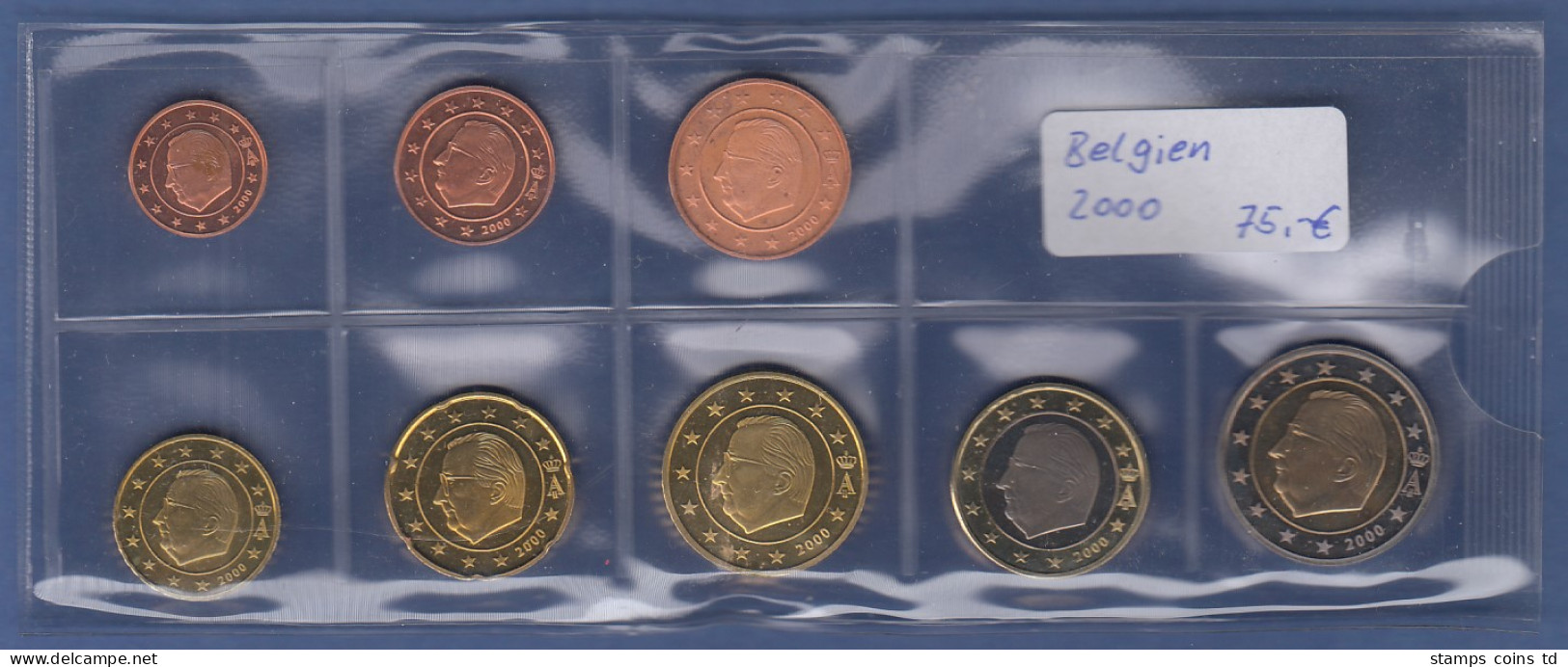 Belgien EURO-Kursmünzensatz Jahrgang 2000 Bankfrisch / Unzirkuliert - Altri & Non Classificati