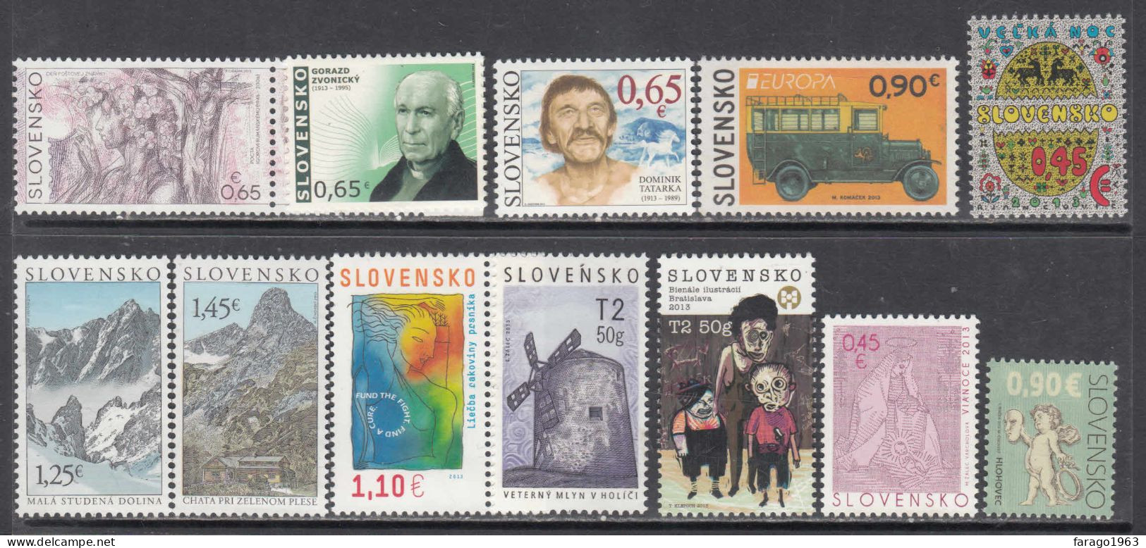 2013 Slovakia Collection Of 12 Different Stamps FV€9.35  MNH @ BELOW FACE VALUE - Unused Stamps