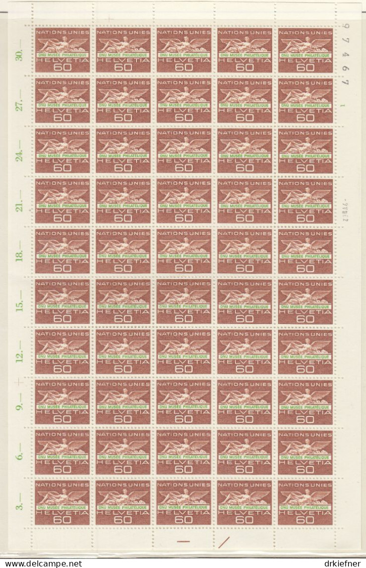 SCHWEIZ  Dienst, Int. Organisationen, ONO/UNO 37, Bogen 5x10, Postfrisch **, Geflügelte Gestalt, 1962 - Dienstzegels