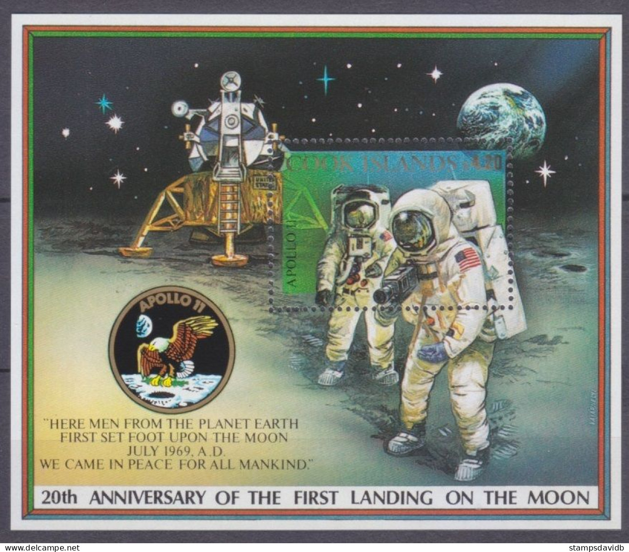 1989 Cook Islands 1277/B188 20 Years Of Apollo 11 Moon Landing 9,00 € - Oceanië