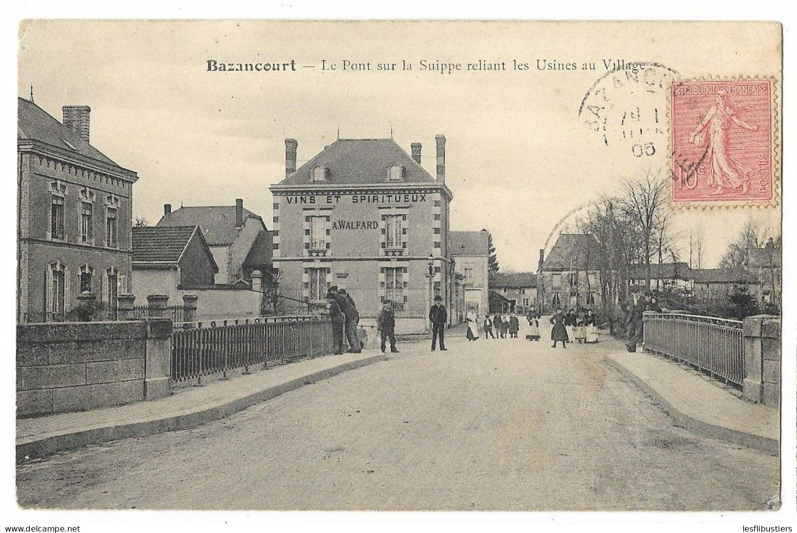 CPA 51 BAZANCOURT Le Pont Sur La Suippe Reliant Les Usines Au Village - Bazancourt