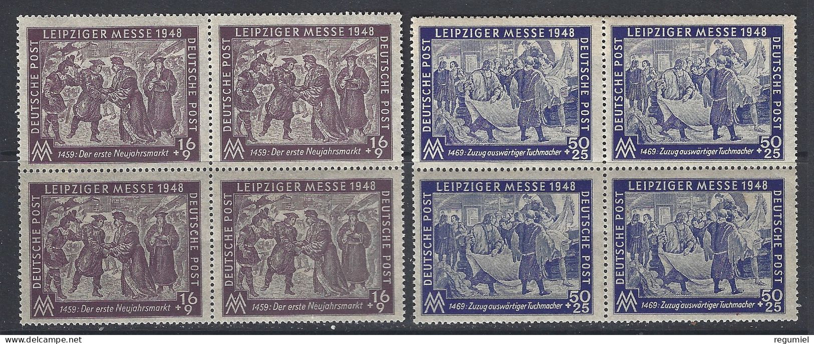 Alemania Zona Sovietica   1/2 ** MNH. 1948. Bloque De 4 - Nuevos