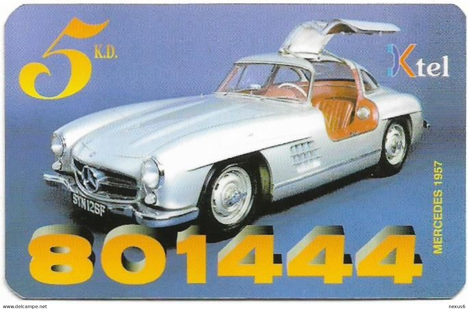 Kuwait - Ministry Of Comm. - KTEL Card - Car Mercedes 1957, Remote Mem. 5KD, Used - Kuwait