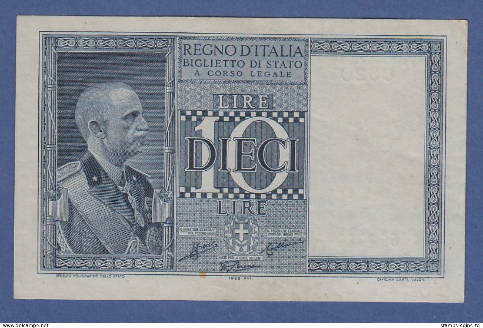 Banknote Italien 10 Lire 1938.  Selten ! - Sonstige & Ohne Zuordnung