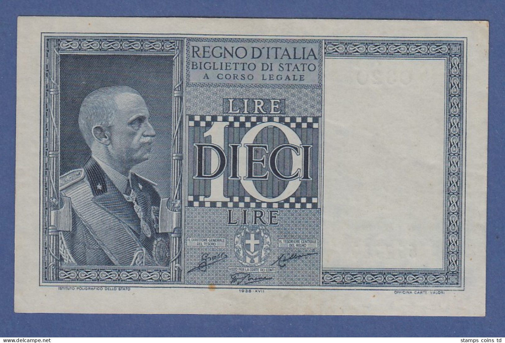 Banknote Italien 10 Lire 1938.  Selten ! - Otros & Sin Clasificación