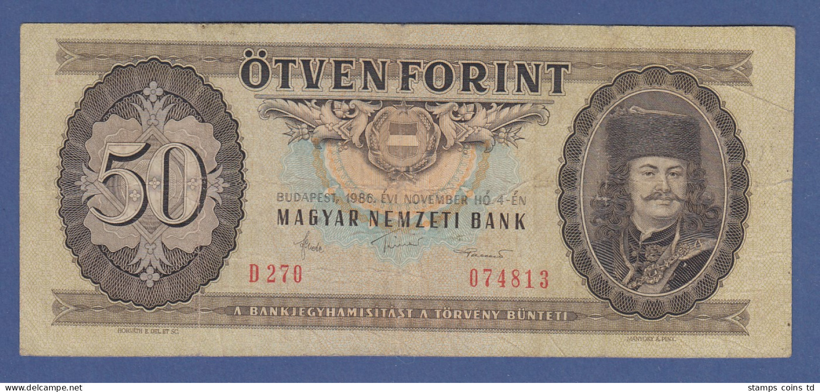 Banknote Ungarn 50 Forint 1986 - Otros – Europa