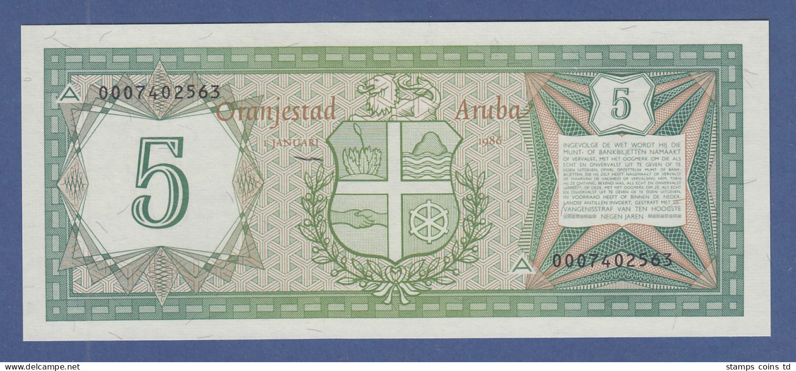 Banknote Aruba 5 Florin 1986  - Otros – América