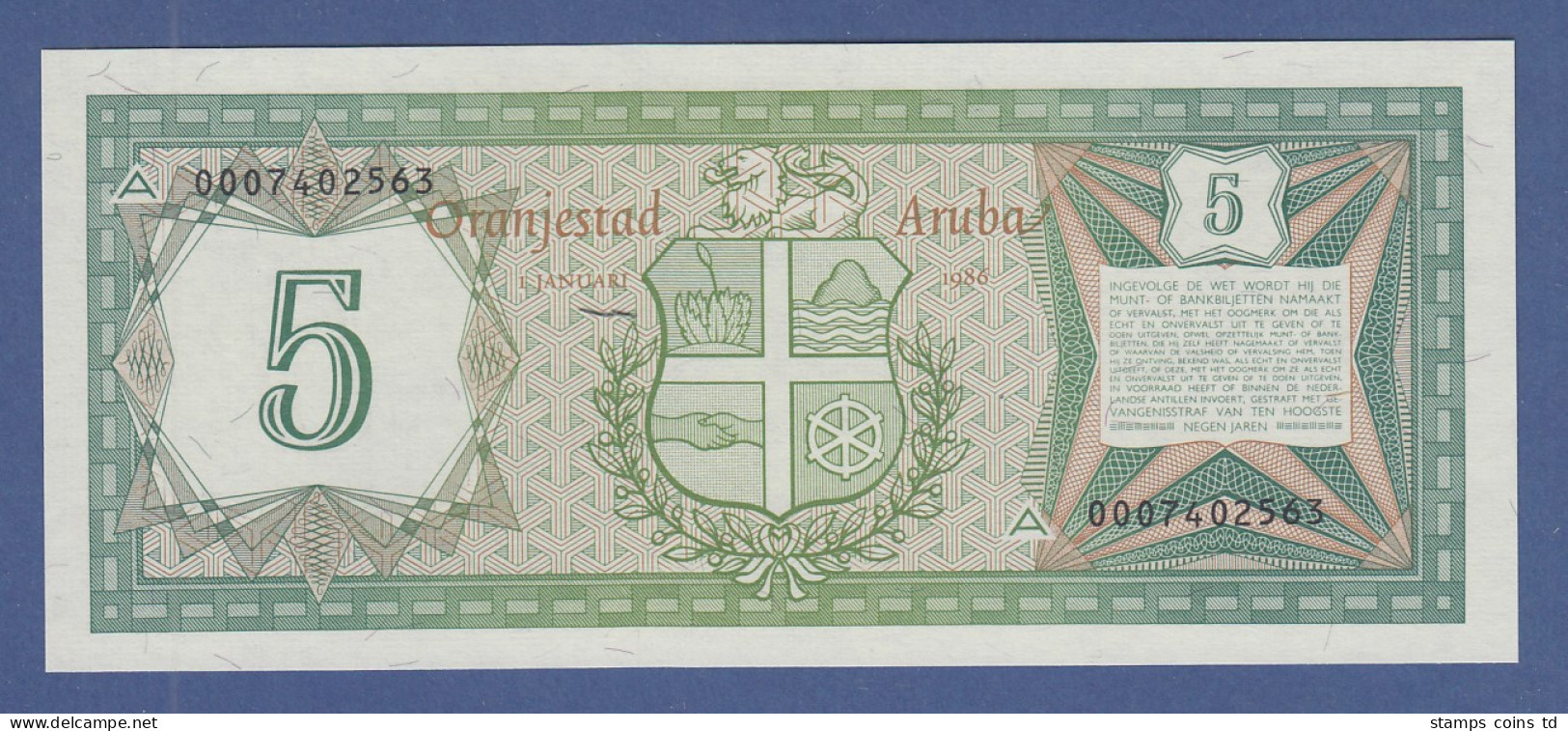 Banknote Aruba 5 Florin 1986  - Other - America