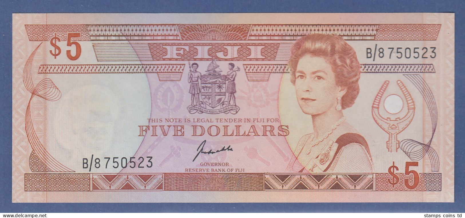 Banknote Fiji Fidschi-Inseln 5 Dollar 1980 - Autres - Océanie