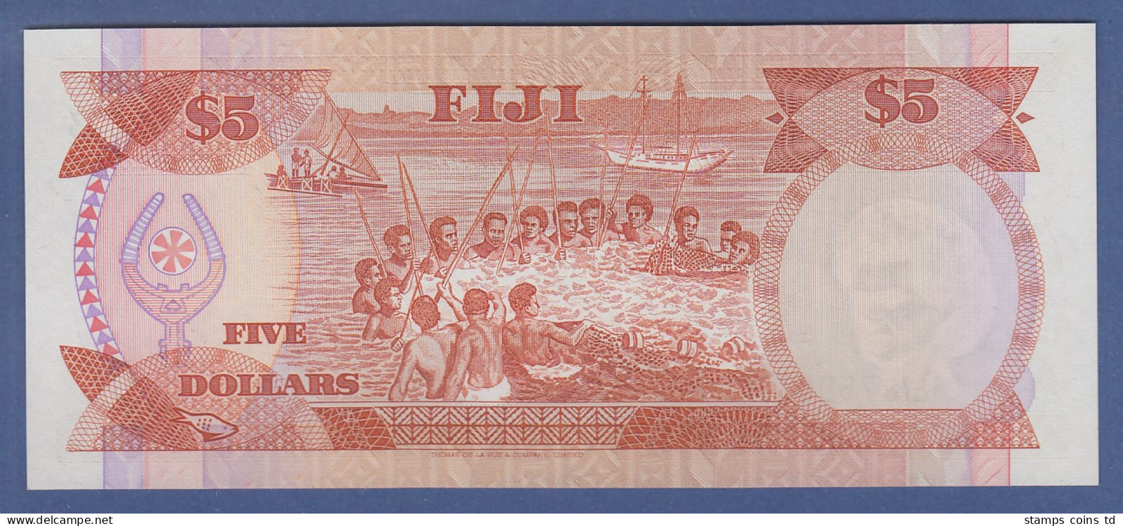 Banknote Fiji Fidschi-Inseln 5 Dollar 1980 - Otros – Oceanía