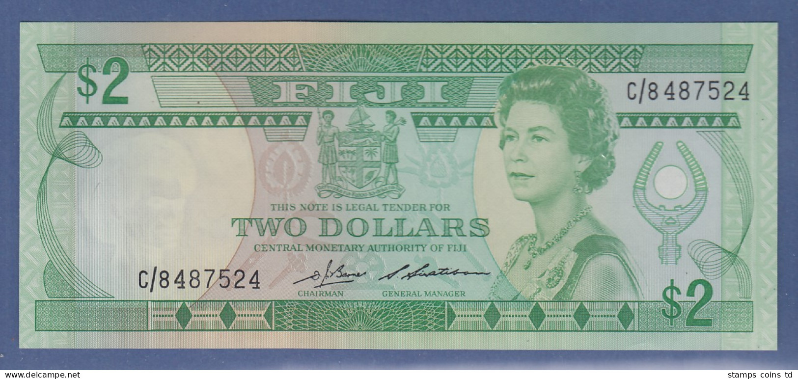Banknote Fiji Fidschi-Inseln 2 Dollar Ausgabe 1980  - Other - Oceania