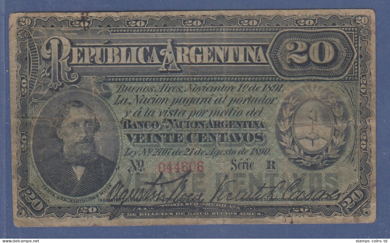 Banknote Argentinien 20 Pesos 1891 - Autres - Amérique