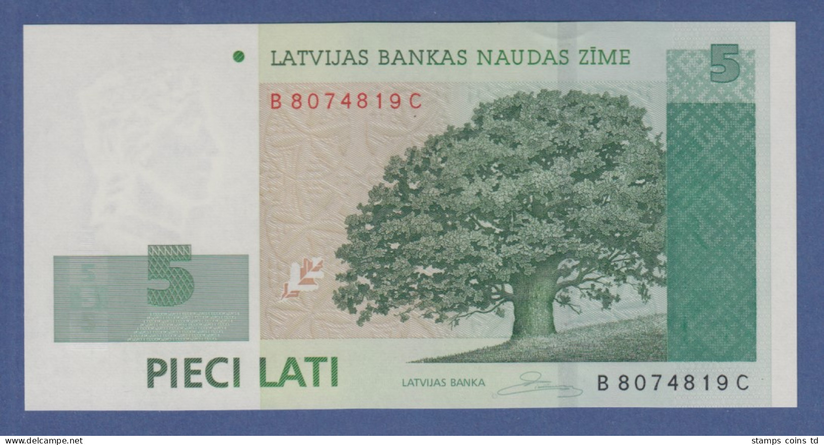 Banknote Lettland 5 Lati 2009 Kfr.  - Sonstige – Europa