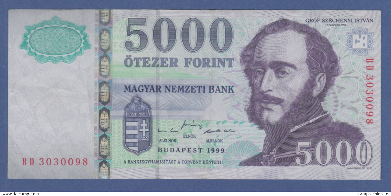 Banknote Ungarn 5000 Forint 1999 # BD 3030098 Kfr. - Autres - Europe