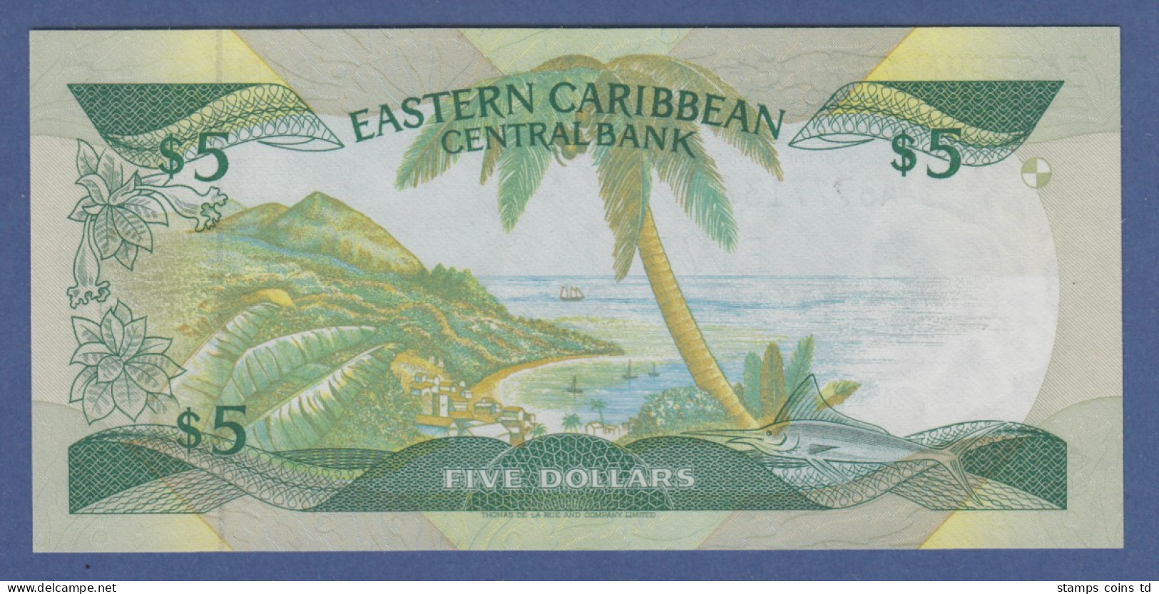 Banknote East Carribean Central Bank 5 Dollar # A877713A Kfr.  - Otros – América