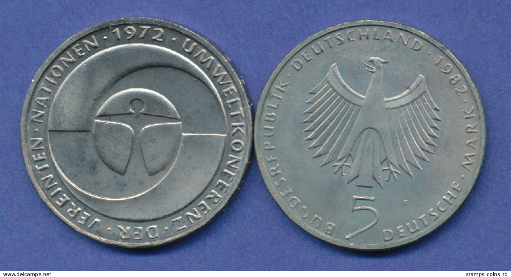 Bundesrepublik 5DM Gedenkmünze 1982, Umweltschutz - 5 Marchi