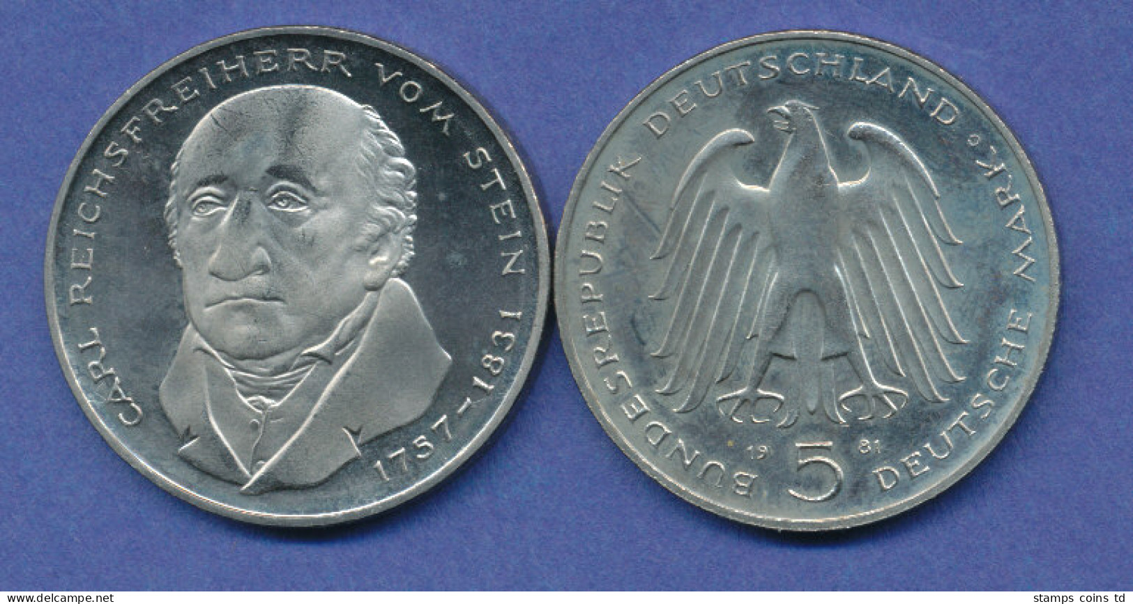 Bundesrepublik 5DM Gedenkmünze 1981, Freiherr Vom Stein - 5 Mark