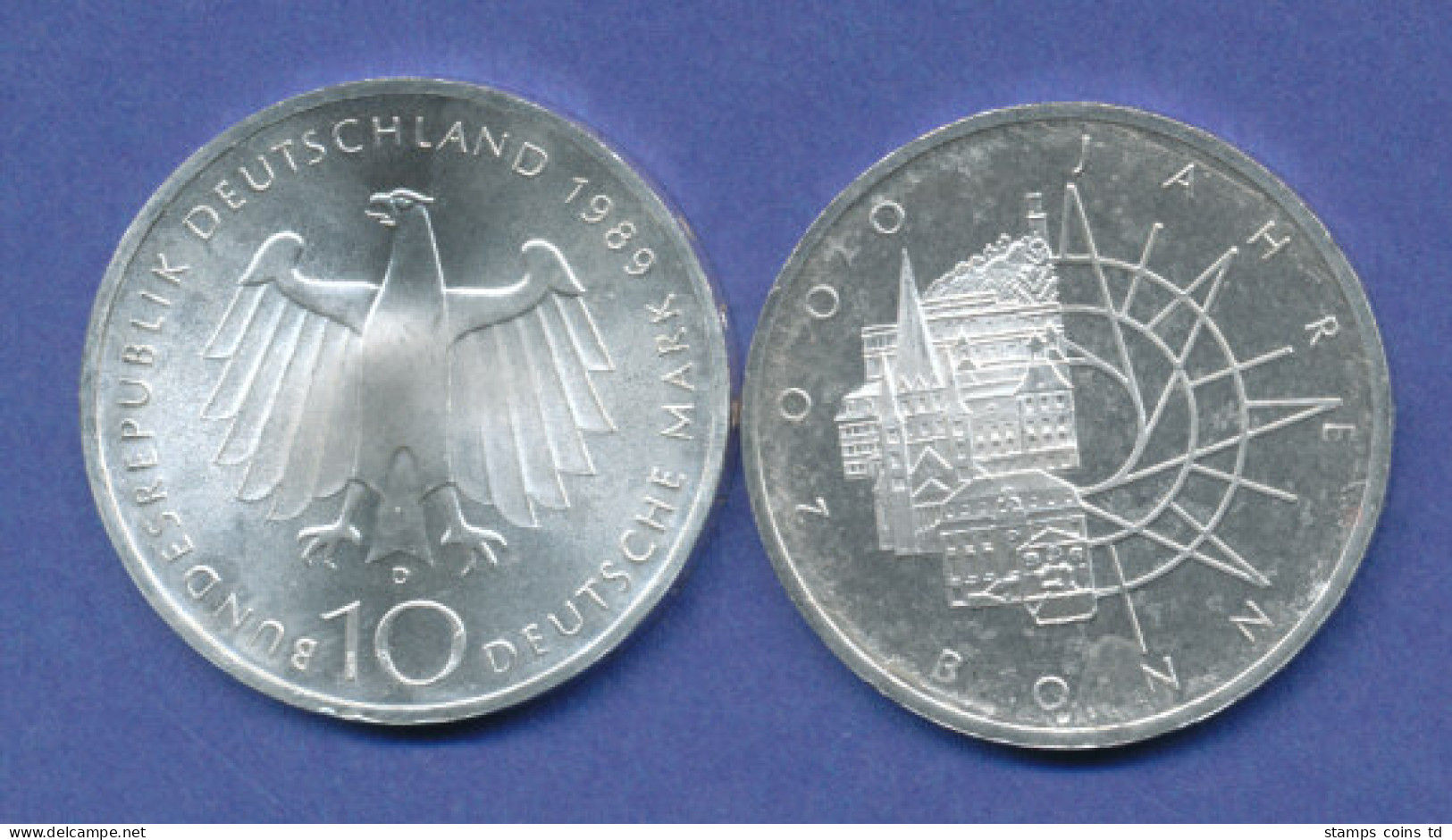 Bundesrepublik 10DM Silber-Gedenkmünze 1989, 2000 Jahre Bonn - 10 Mark