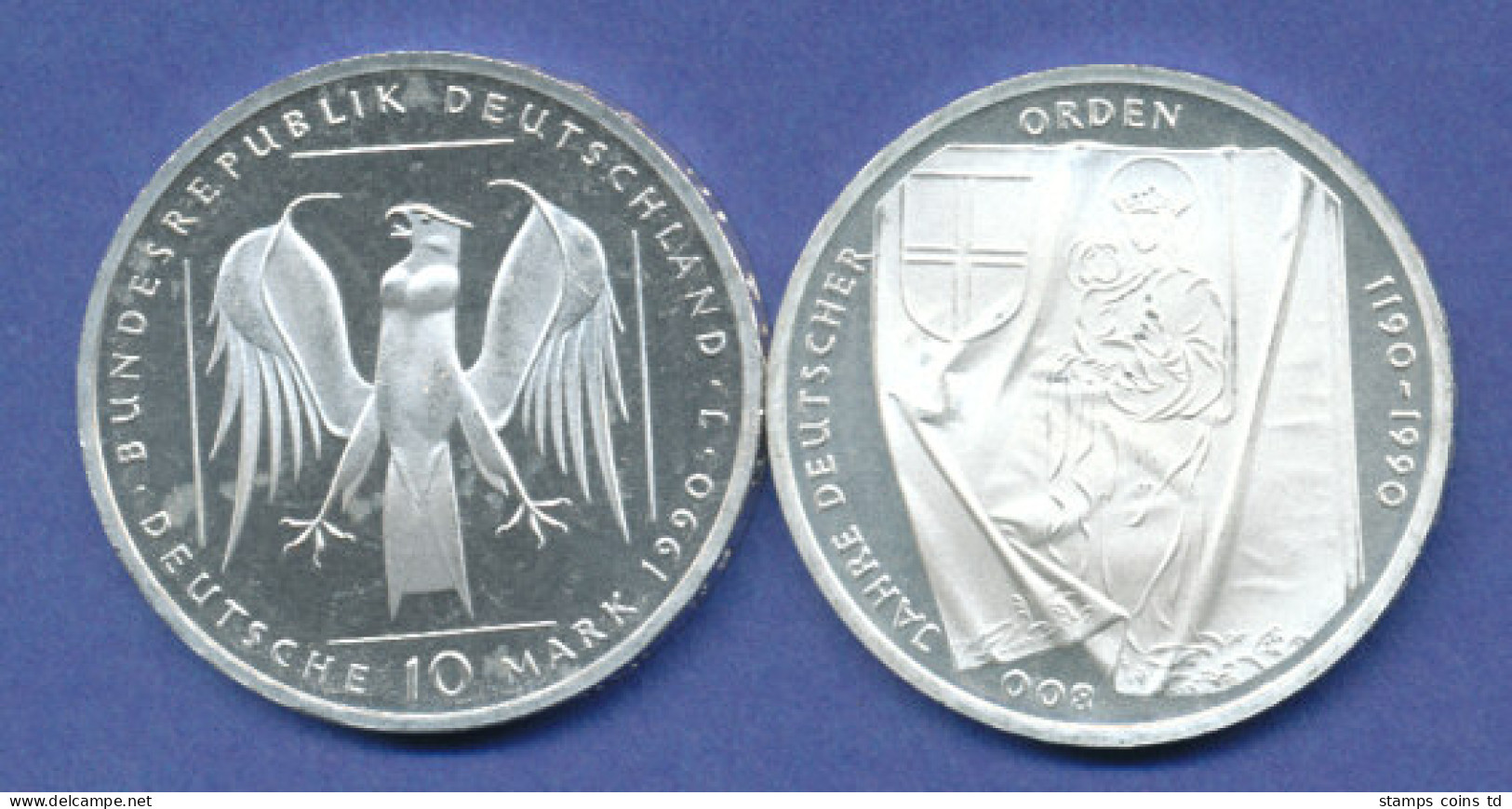 Bundesrepublik 10DM Silber-Gedenkmünze 1991, 800 Jahre Deutscher Orden - 10 Mark