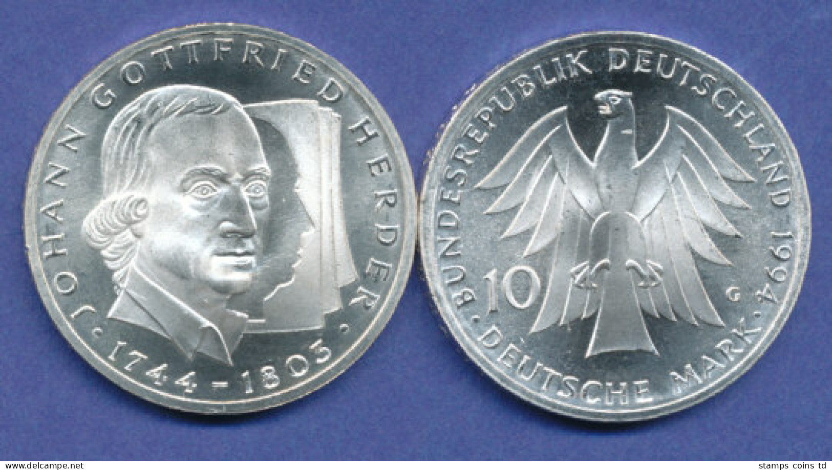 Bundesrepublik 10DM Silber-Gedenkmünze 1994, Johann Gottfried Herder - 10 Mark