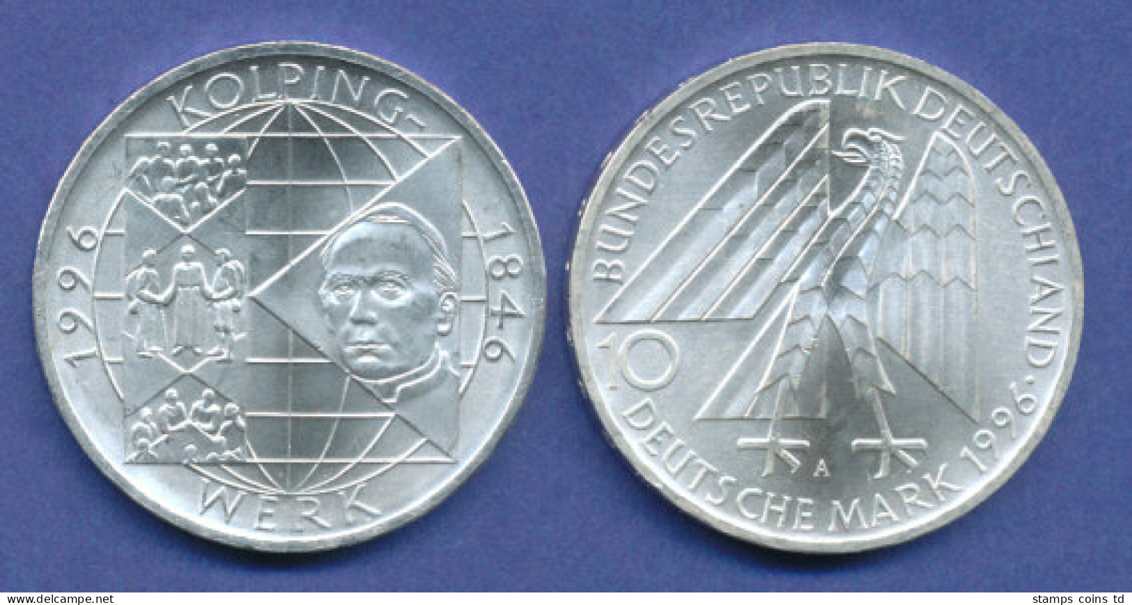 Bundesrepublik 10DM Silber-Gedenkmünze 1996, Adolph Kolping - 10 Marcos