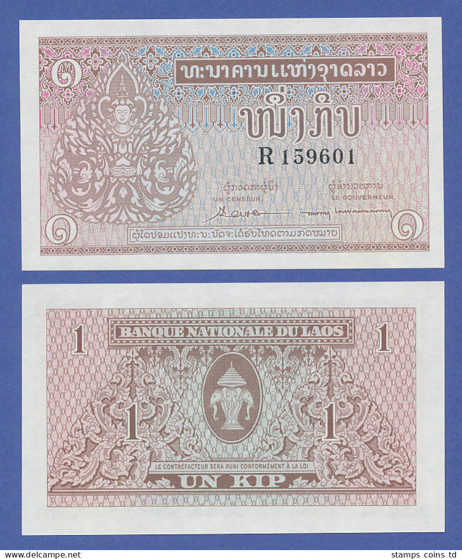 Laos 1970, Banknote Un Kip, Erhaltung Bankfrisch I  - Cina
