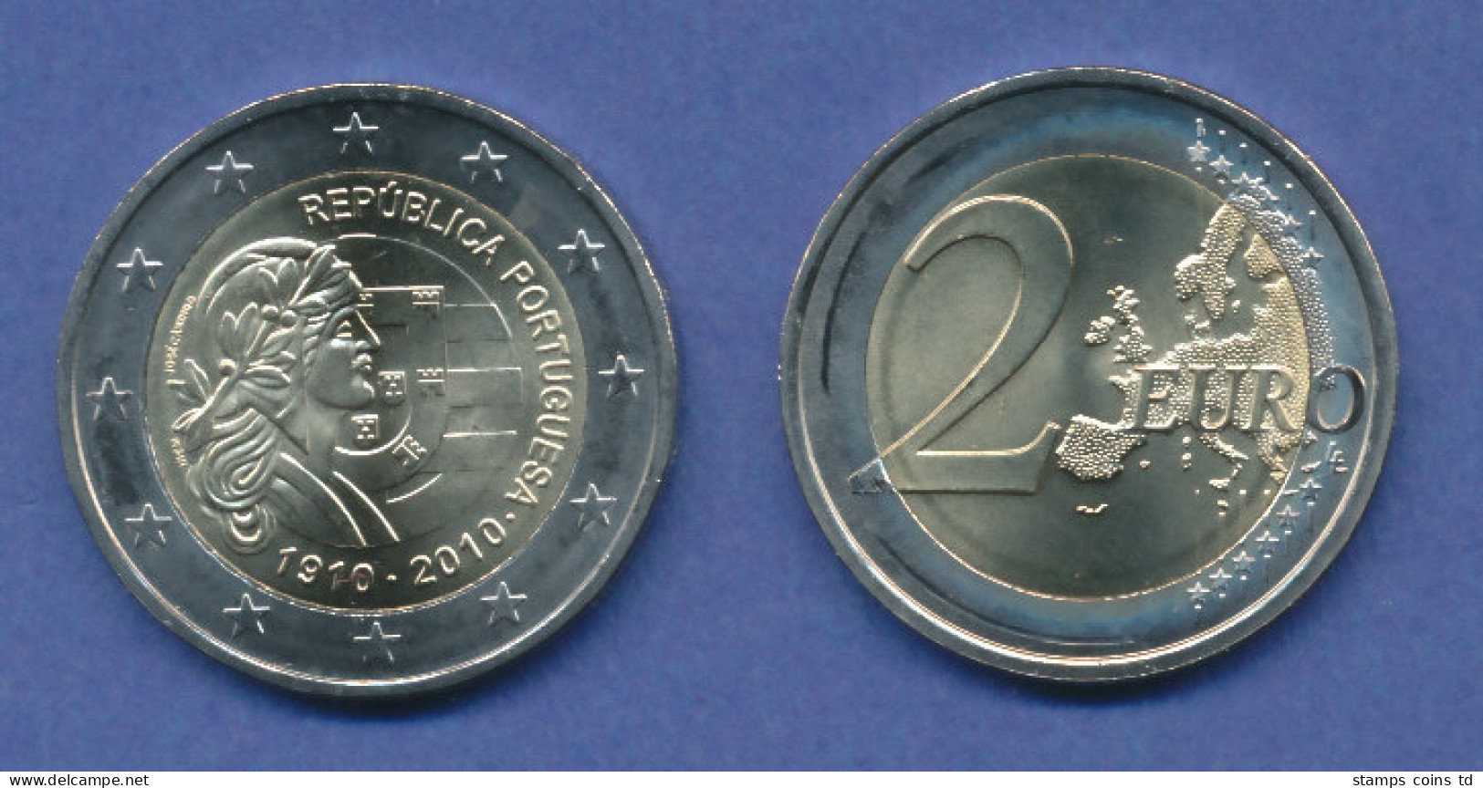 Portugal 2-Euro Sondermünze 2010 100 Jahre Republik , Bankfrisch Aus Rolle - Portugal