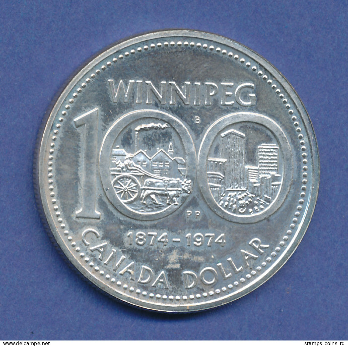 Kanada Silbermünze 1 Dollar 1974 100 Jahre Stadt Winnipeg,  23,2g 500er Silber - Canada