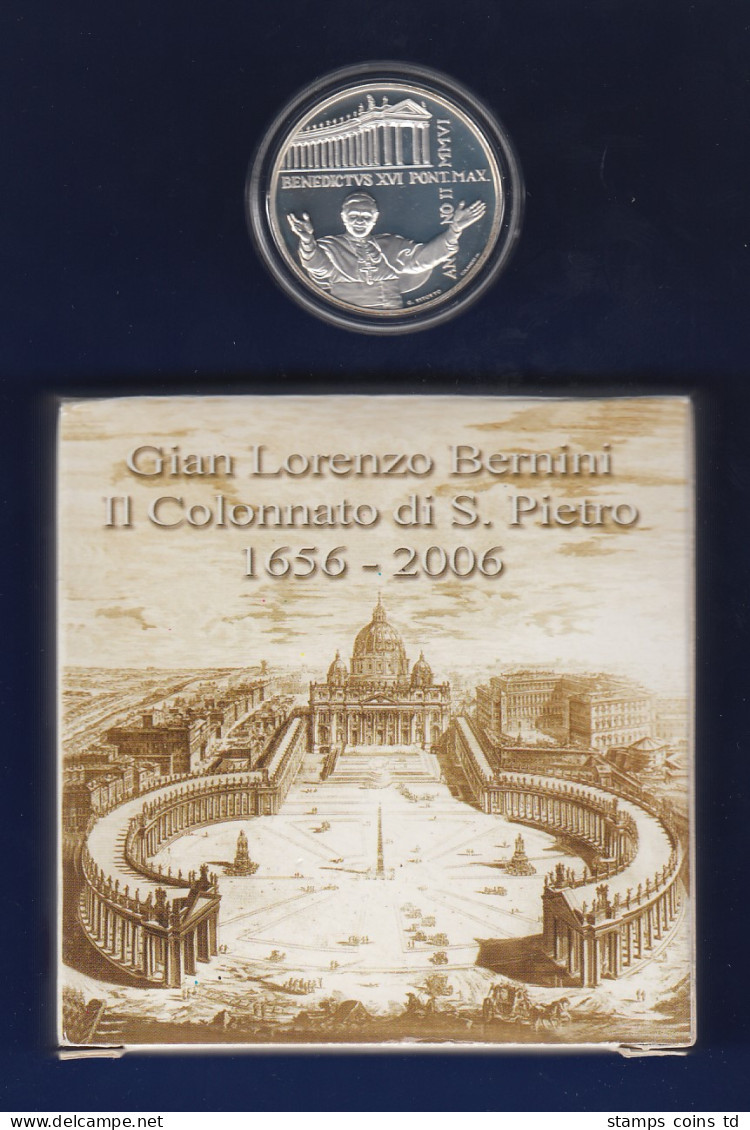 Vatikan 10 Euro Silber-Gedenkmünze 2006 Bernini Collonaden Petersdom OVP - Vatikan